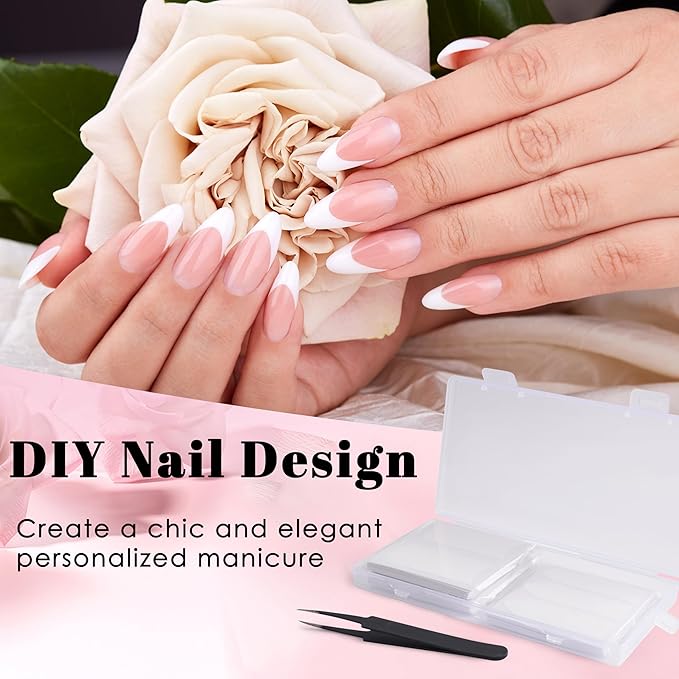 French Tip Nail Stickers, 90 Sheets 3420 Pieces Manicure Strips, 3 Designs Self-Adhesive Moon Shaped Tip Stickers Guide for DIY Decoration