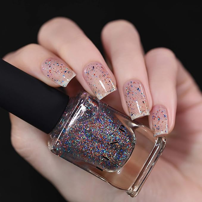 ILNP Confetti - Multi-Colored Metallic Flake Topper Nail Polish, Chip Resistant, 7-Free, Non-Toxic, Vegan, Cruelty Free, 12ml