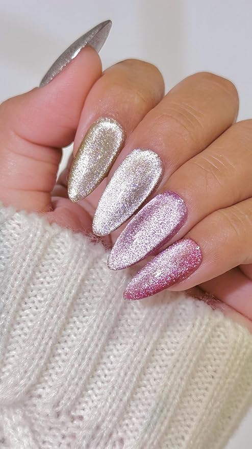 Daily Charme Original Velvet Cat Eye Magnetic Gel Nail Polish / (6 colors) w/ 4pcs Magnet Set, Soak Off UV Led Gel Nail Polish Se, Home DIY/Nail Salon Manicure (15 ml/Bottle)