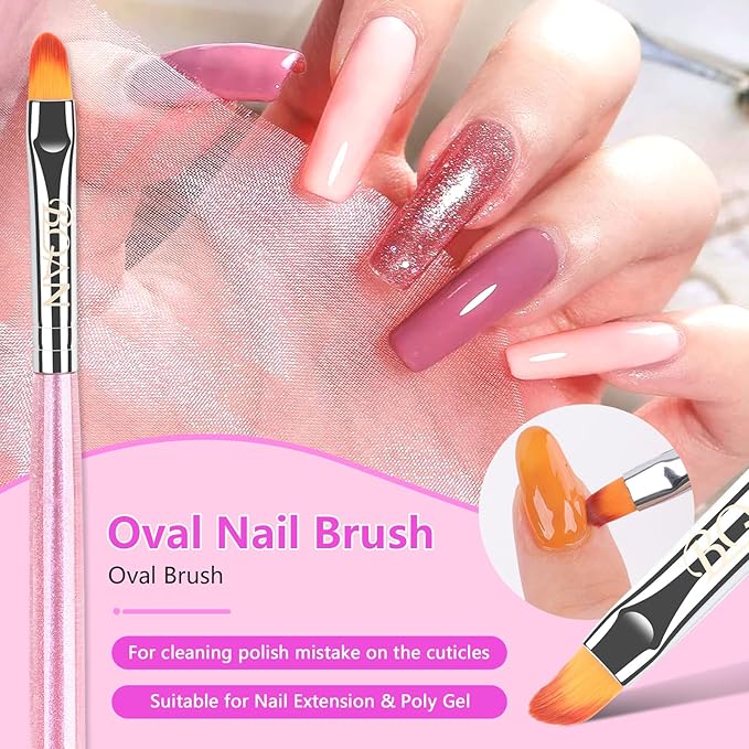 BQAN Nail Art Clean Up Brushes,3PCS Flat/Oval/Fine Angled Gel Nails Brush for Cleaning Polish Mistakes on the Cuticles, Nail Art Tools for Nails Design Painting and DIY (Purple)