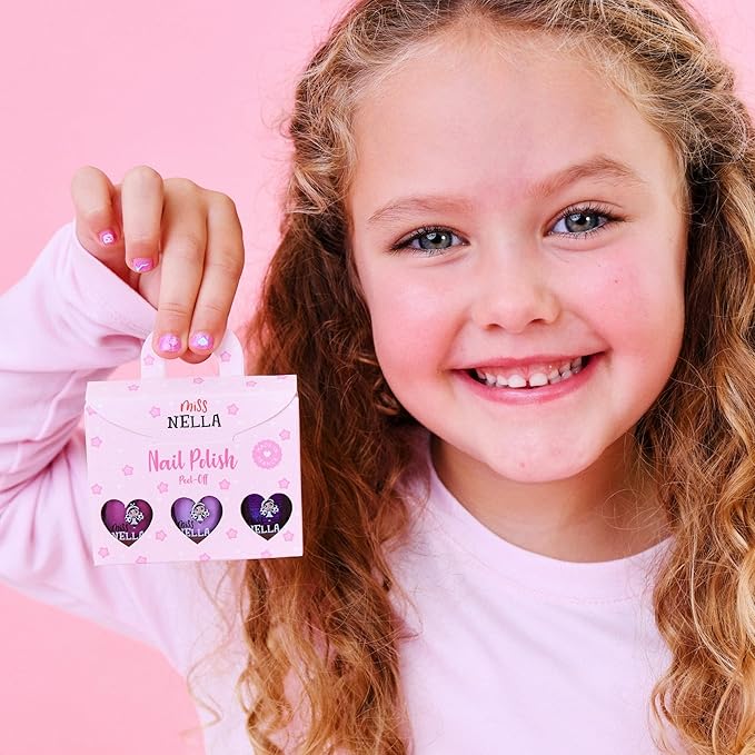 MISS NELLA PURPLE UNICORN- Peel Off, Odour Free, Water Base & Safe for kids nail polish pack OF 3- Sweet Lavender (glitter), Butterfly Wings (glitter) & Little Poppet