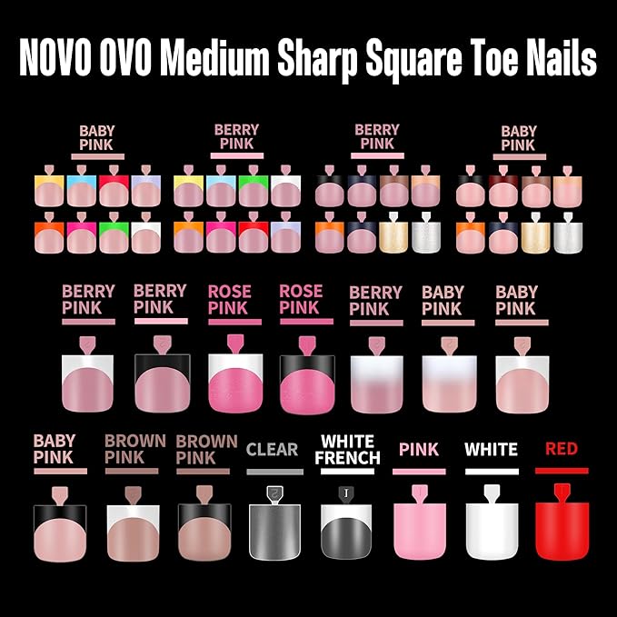 NOVO OVO White Square Toe Nail Tips - 240Pcs Soft Gel Press on Toenails, Milky White Full Cover Fake Nails for Pedicure, PMMA Acrylic False Toe Nails Extension Kit (15 Sizes, Wide Fit)