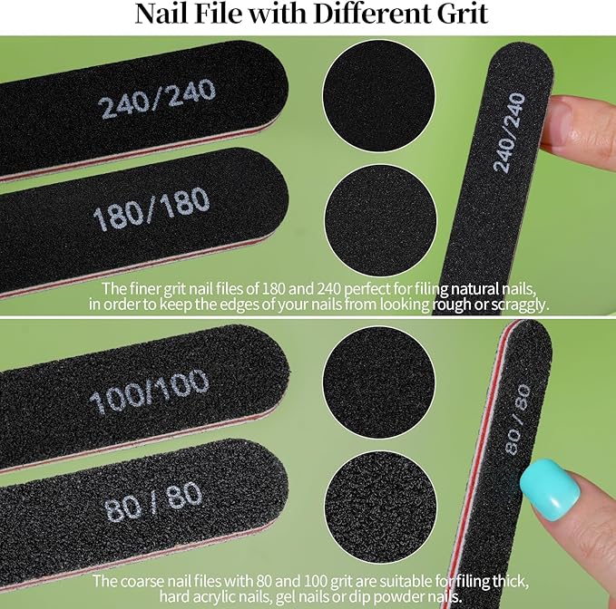 FANDAMEI Nail File Kit, Nail File, 15 PCS Emery Boards For Nails, Fingernail Files, Nail Files For Natural Nails, Nail Filer, Cuticle Trimmer, Cuticle Pusher, Manicure Tools, Nail Care Kit, Nail Tools