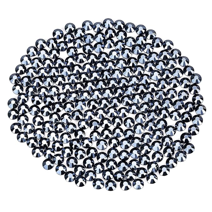 Novani Rhinestones Flatback Rhinestones Glass Gems Stones Jewels Round Gemstones Non-Hotfix Crystal for Crafts,SS20,1440 Pieces,Shiny Black