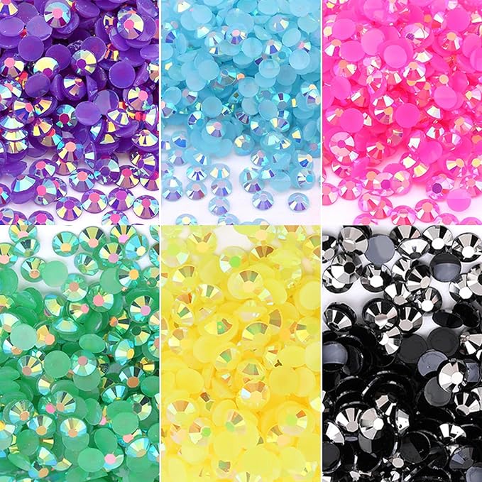 Rainbow Rhinestones for Nails Mixed Colors Jelly Rhinestones Resin for Crafts Shiny Nail Gems AB Crystal Flatback for Tumbler DIY Makeup Decoration Design 2/3/4/5mm