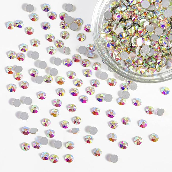 Beadsland Flatback Rhinestones Bulk,14400pcs AB Rhinestones for Nails Crafts Clothes DIY Decoration, Crystal AB, SS12,3.0-3.2mm