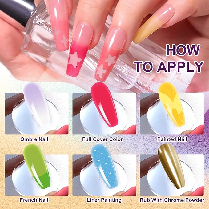 Gradient Painting Gel Set, 12 Colors Ombre Gel Nail Polish with 6 Aurora Multi-Purpose Brushes for Ombre Nails Aura Nails French Manicure Soak Off UV I Plate of Macaroons