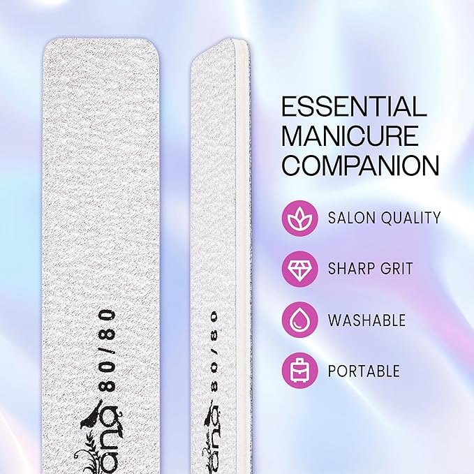 10PCS Jumbo Size PANA Professional Double Sided Nail Files - Zebra, 80/80 Grit - Emery Board Nail Buffering File Manicure Pedicure Nail Polisher Washable