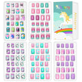 Allstarry 120pcs 5 pack Children Nails Press on Pre-glue Full Cover Glitter Gradient Color Rainbow Short False Nail Kits Lovely Gift for Children Little Girls Nail Art Decoration -Mermaid & Unicorn