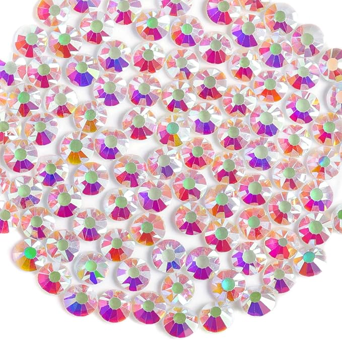 Beadsland 2880pcs Flat Back Crystal Rhinestones Round Gems for Nail Art and Craft Glue Fix,Transparent AB,SS16,3.8-4.0mm