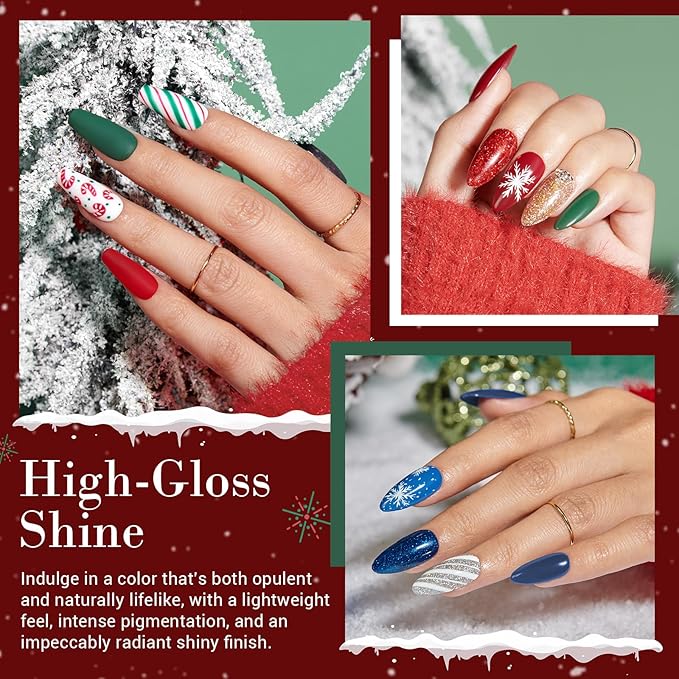 AZUREBEAUTY 31 PCS Dip Powder Nail Starter Kit Christmas Red Green Gold Grey Acrylic Dipping Powder 20 Colors Set with Recycle Tray Top/Base Coat Activator French Nail Art Manicure Salon