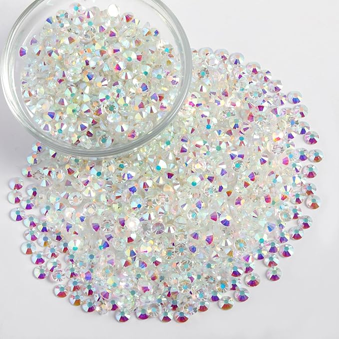 Beadsland Flatback Rhinestones Bulk,14400pcs Crystal Rhinestones for Nails Crafts Clothes DIY Decoration, Transparent AB, SS12,3.0-3.2mm