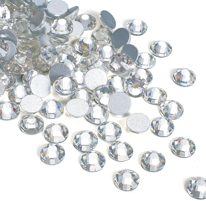 288pcs Flat Back Rhinestones Glitter Round Crystal Gems Glass Rhinestones for Crafts Nail Art Clothes Shoes DIY Decorations, Crystal, SS30, 6.3-6.5mm