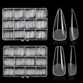 480PCS Nail Tips Clear False Nails Full Cover for Acrylic Fake Nails Kit 12 Sizes 2 Shapes Medium Coffin Medium Stiletto Pre-Shape for Salon Home DIY Gifts