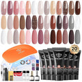 Modelones Poly Gel Nail Kit with Lamp - 20 Color Complete Extension Starter Kit - Nude Pink Glitter Red with Nail Art Tools and Gifts for Women
