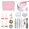 VARNAIL Nail Extension Kit Solid Building Gel, Non-sticky Nail Building Gel with Basic Gel and Tools, Lamp, Accessories, Poly Gel Kit for Beginners Nail Art DIY Home (Pink Gel)