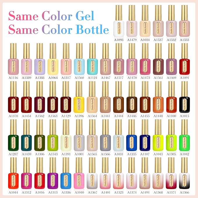 Double Rhythm 0.50 OZ Gel Polish Same Color Same Bottle Golden Round Hema Free Neutral Natural Milky 15 ML Jelly UV Polish Art DIY at Home (Neon Purple-C1313)