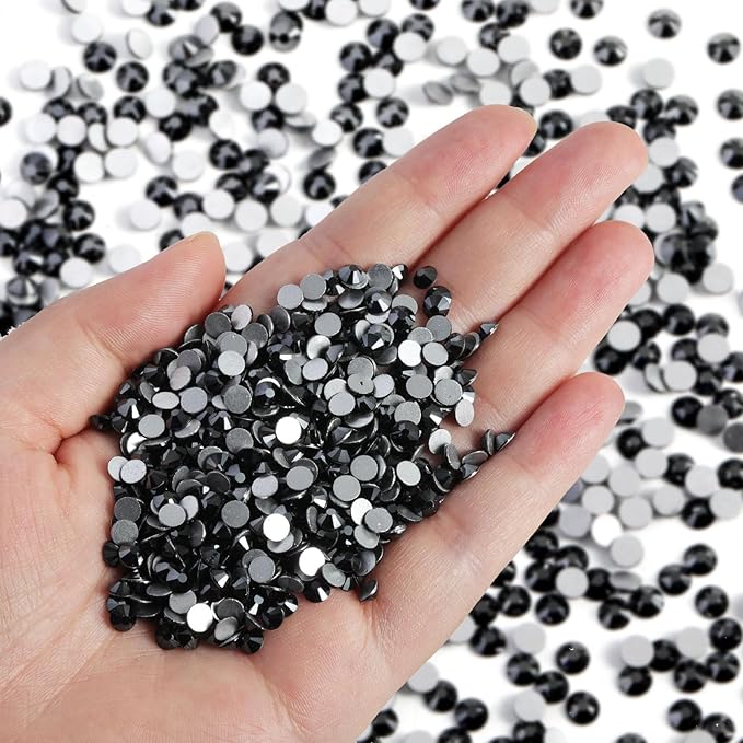 Beadsland Flatback Rhinestones Bulk, 2880pcs Rhinestones for Nails Crafts Clothes DIY Decoration, Jet Hematite, SS30, 6.3-6.5mm