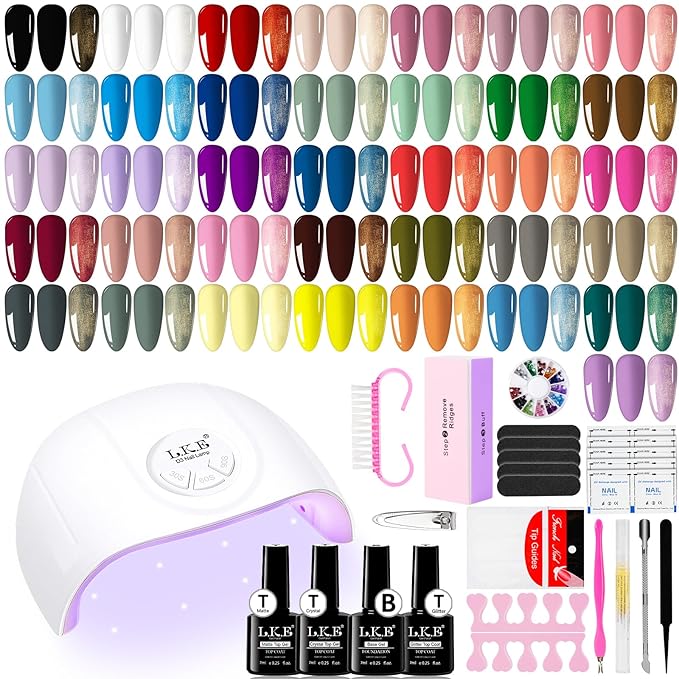Gel Nail Polish Kit with UV Light, 36 Colors Nail Polish Set with Base and Matte&Glossy Top Coat Soak Off All Season Gel Nail Set Manicure Tools Gift for Women (36 Colors 02)