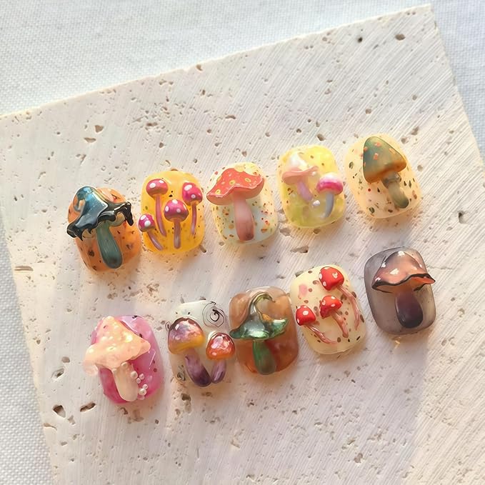 3D Mushroom Gel Nail Art Mold Arts Resin Fungus Molds for Accessories Supplies Pestle Silicone Tools Cute Nails Style