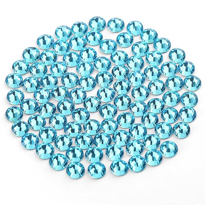 Novani Crystal Rhinestones, Flatback Loose Gemstones 1440pcs Glass Rhinestones for Clothes Shoes Crafts Makeup Nail Art and DIY Decorations(SS12, Aquamarine)