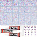 31000Pcs White AB Resin Rhinestones for Bedazzling, Assorted Sizes 2-6mm White AB Flatback Bedazzle Gems, Bedazzling Kit with B7000 Glue for Crafts Crafting Clothes and More