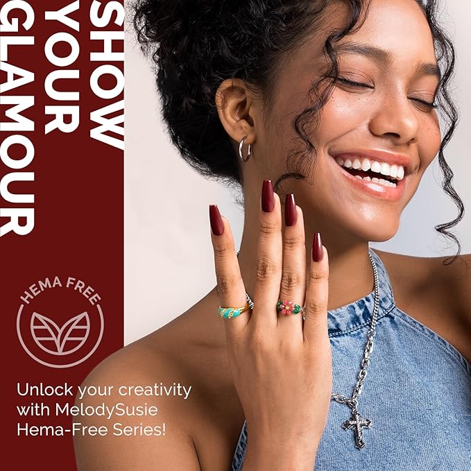 MelodySusie Hema Free Gel Nail Polish, 0.5 Fl Oz Thick Crimson Red Gel Polish, Non-Toxic, Long Lasting, Soak Off UV Nail Polish, Manicure Nail Design Salon DIY Nail Art at Home K1309