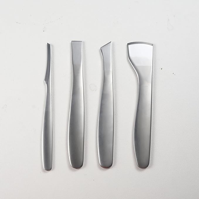 FVION Pedicure Knife Set for Feet – 4 PCS Ingrown Toenail Blade Tool Calloused Feet Remover Tool, Stainless Steel Pedicure Tools for Foot Callus Blade Remover for Feet (Short Handle)
