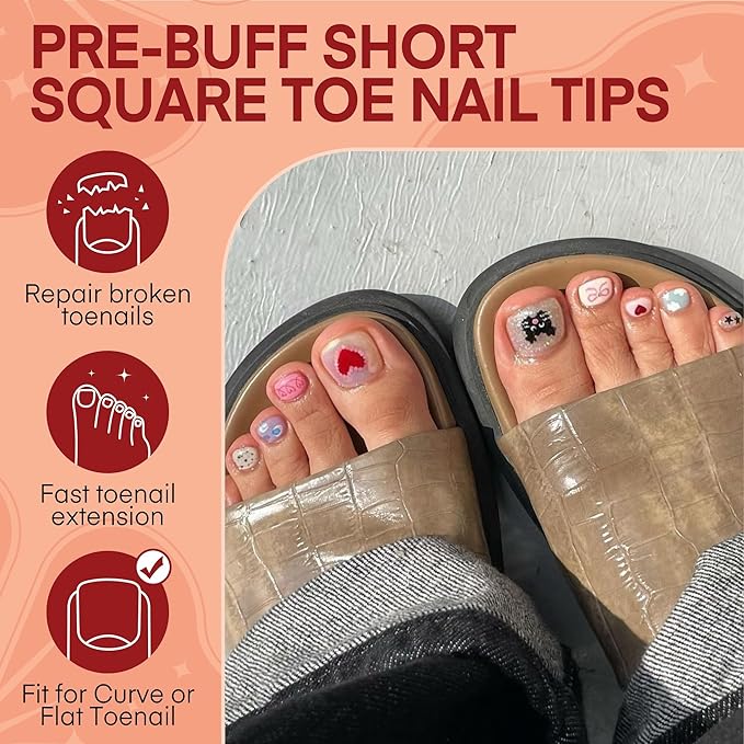 Square Toe Nail Tips: Full Cover Big Wide Matte Fake Toe Nails 15Sizes Soft Gel Pre-shape Clear Gel Toe Nail Tips Press ons For Nail Extensions Home DIY Salon 360Pcs