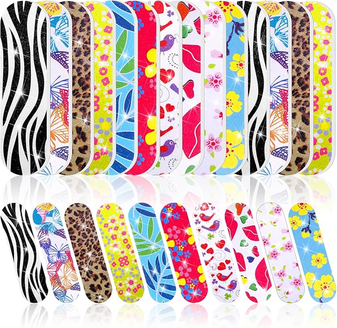 Sumind 100 Pack Nail Files Double Sided Emery Boards Manicure Tools (Vibrant Style)