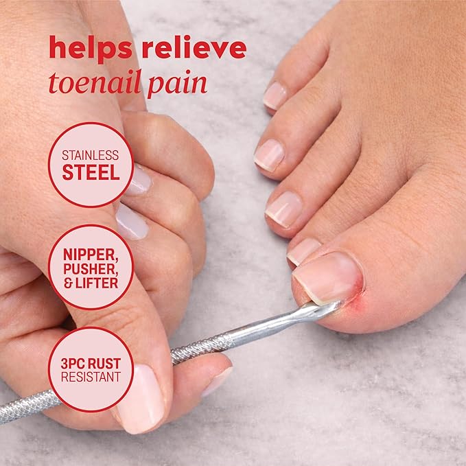 Onyx Professional 3 Piece Thick Toenail Grooming Kit - Includes Stainless Steel Toenail Clippers and 2 Tools for Smoothing, Shaping and Cleaning, Cut Through Thick Toenails, Healthy Feet