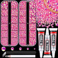 Resin Jelly Rhinestones for Crafting with B7000 Jewelry Glue, 2 Boxes Hot Pink AB Flatback Crystals with 3Pcs 10ml Glue, Bedazzling Non Hotfix Gems for DIY Tumblers Clothing Shoes Manicure