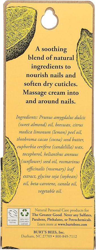 Burt's Bees Cuticle Cream Lemon Butter, 0.6 Oz