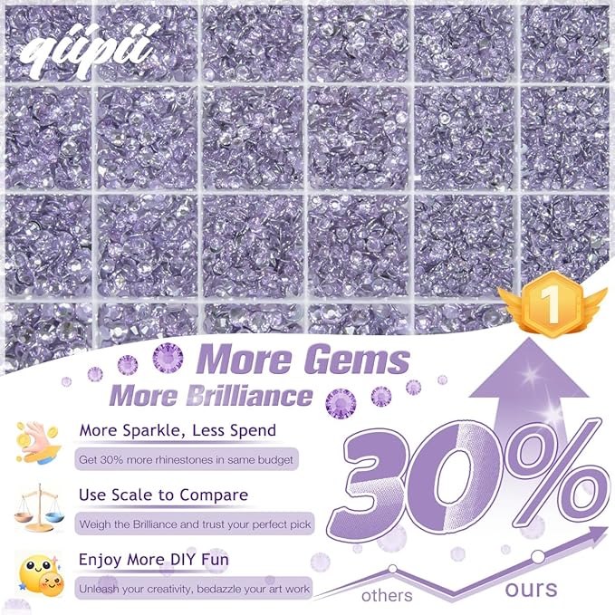 Light Purple Crystal Resin Rhinestones w B7000 Glue for Bedazzling Crafting 2mm-6mm Flatback Stones Diamonds Crystals Gems Bedazzler Kit for Nails Face Eyes Makeup Tumblers Bottles Crafts Shoes