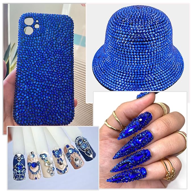 18000 Pcs 3D Blue Jelly Rhinestones for Crafting, Flatback Resin Jelly Bedazzled Gems for Crafts, 3-6 mm Half Round bedazzler Rhinestones for Nails Art Eyes Makeup DIY Crafts Supplies