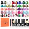 Peacecolor 26PCs Gel Nail Polish Set ,20 Spring Colors Gel Polish Kit with 5Pcs Glossy/Matte/Glitter Top Base Coat Pink Purple Green Soak Off Gel Nail Manicure Kit Gifts for Women DIY