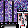 Resin Rhinestones for Crafting with 3Pcs 10ml B7000 Jewelry Glue, 2 Boxes Dark Purple AB Flatback Gems Crystals Diamond for Bedazzling Crafts DIY Nail Art Makeup,Gems for Clothing Tumblers Shoes