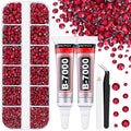 6100Pcs Resin Rhinestones for Crafting with 2Pcs 10ml B7000 Jewelry Glue, 1 Box Flatback Crystals Diamond (Dark Red) for Bedazzling Crafts DIY Nail Art，Non Hotfix Gems for Clothing Shoes Tumblers