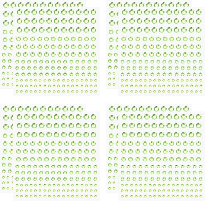 PATIKIL 1320 Pcs Acrylic Gem Sticker, 4 Size 3/4/5/6mm Self Adhesive Rhinestones Face Gem Stones Bling Jewelry for Nail Art Craft Clothes DIY Makeup Decoration Party, Grass Green