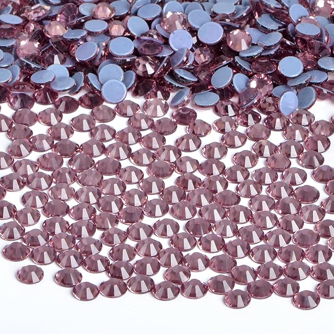 Bymitel Hotfix Crystal Rhinestones Round Gems Iron on DIY Jewelry Making Flat Back for Crafts,Lt. Amethyst, 1.3mm(SS3/2880pcs)