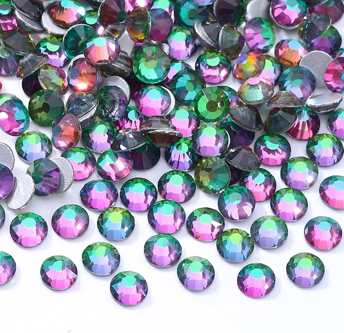 Green Volcano Flatback Rhinestones, Glass Rhinestones for Nail Art and Craft, Glue Fix, Loose Crystal Gemstones(Green Volcano, SS16, 2880pcs, 3.8-4.0mm)