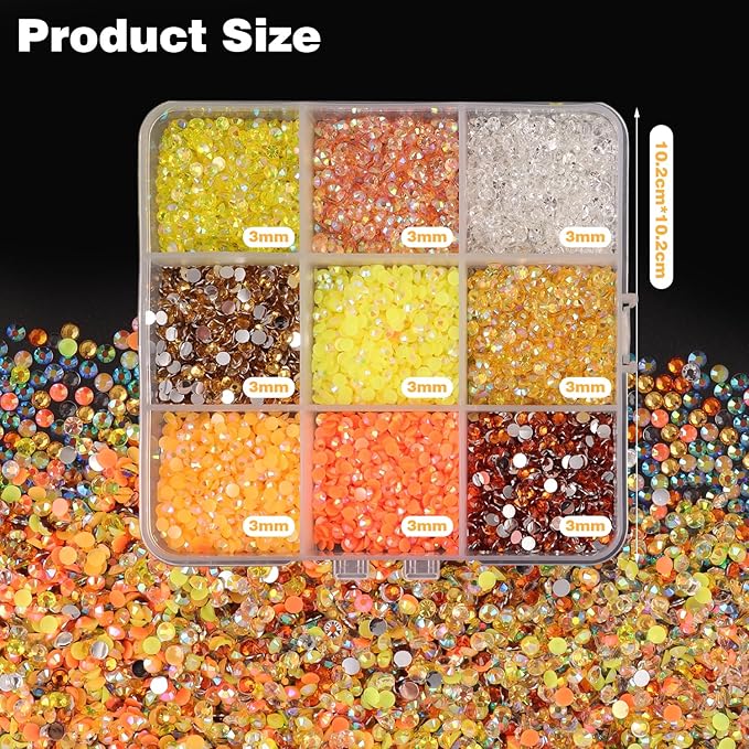 4500Pcs Flatback Rhinestones for Crafts, 3mm Yellow Crystals Rhinestone, Resin Flatback Glitter Gems Nail Diamonds Rhinestones for Clothes Accessories DIY