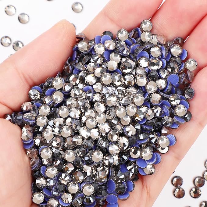 NCB 14400pcs Hotfix Crystal Rhinestones for Clothes Crafts, Hot Fix Bulk Flatback Crystals, Iron on Hotfix for DIY Decoration 100 Gross (Black Diamond, ss20/14400pcs)
