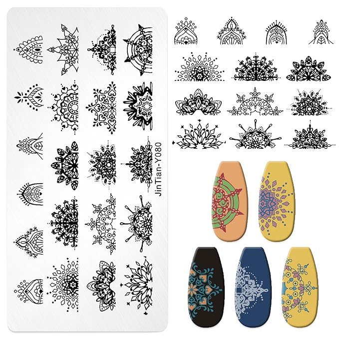 7pc Nail Stamping Plate Kit Butterfly Letter Heart Nails Stamp Plate Geometic Flower Nail Art Template Stencil Fingernail Polish Stamps Plates Set Stamper Scraper French Tips Nails Design Tools