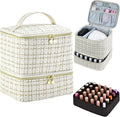 CTWWFS Nail Polish Organizer and Nail Lamp Case, Nail Kit Organizer Holds 30 Bottles (15ml - 0.5 fl.oz) and a Nail Lamp, Nail Polish Carrying Case with Manicure Tools Storage Sections (A-White)