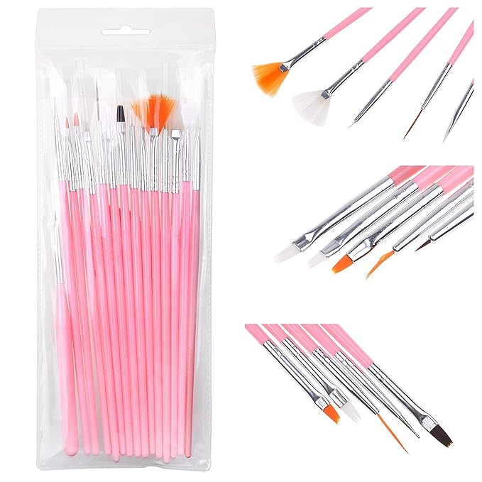 Kare & Kind Nail Art Design Dotting Painting UV Gel Pen Tools - 20x Nail Art Accessories - 15x Nail Art Brushes, 5x Double Ended Sculpting and Dotting Pen - DIY, Home, Salon, Professional Use