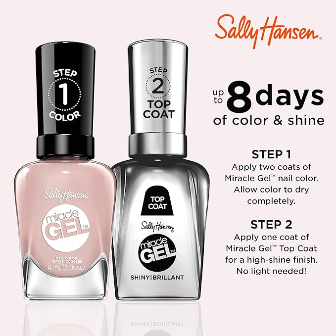 Sally Hansen Miracle Gel Salon Quality Nail Polish | Gel-Like Formula, Two-Step System, No UV Light Needed, Long Lasting | Opaque, Glossy | 237 Sweet-er Weather | Nude Pink Nail Color