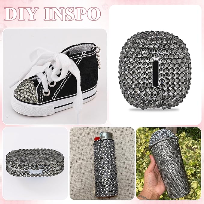 3000PCS SS12/3mm Crystal Rhinestones (Black Diamond) with 2Pcs 10ml B7000 Jewelry Glue, Bedazzling Flatback Glass Rhinestones for Crafting, Gems Diomand Charms for Tumbler Shoes Clothing Mugs Nail Art