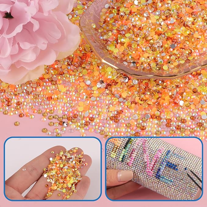 4500Pcs Flatback Rhinestones for Crafts, 3mm Yellow Crystals Rhinestone, Resin Flatback Glitter Gems Nail Diamonds Rhinestones for Clothes Accessories DIY