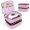 Nail Polish Organizer Holds 30 Bottles (15ml - 0.5 fl.oz) Double-layer Gel Nail Polish Kit Case, Nail Holder for Nail Lamp, Portable Nail Organizer and Storage for Nail Supplies (Pink)